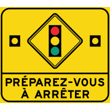 Prepare to Stop sign (traffic lights ahead)