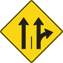 Lane Direction Ahead sign