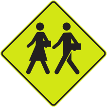 School Zone or School Crosswalk Ahead Sign