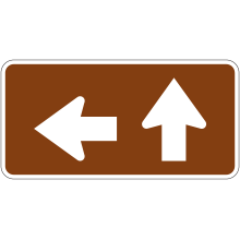Panonceau de direction à gauche ou tout droit 