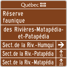Direction and Entrance to Wildlife Reserve Areas sign