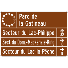 Canadian Park sign (direction to three sectors)