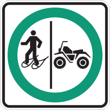 Separate mandatory route for all-terrain vehicle riders and snowshoers