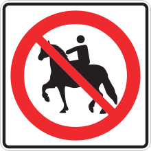 Horse with rider prohibited