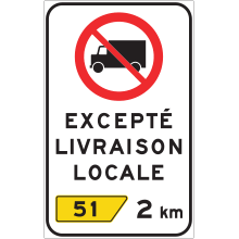 Trucks Prohibited — Exit advance sign