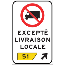 Accès interdit aux camions – Direction de sortie