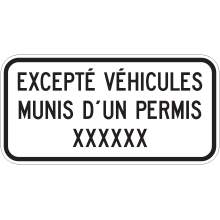 Panonceau de stationnement réglementé avec permis
