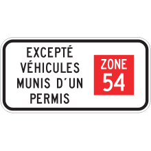 Panonceau de stationnement réglementé avec permis