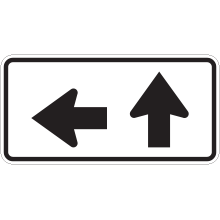 Panonceau de direction à gauche ou tout droit