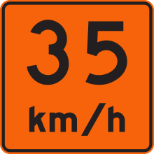 Vitesse recommandée 35 km/h