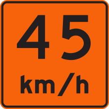 Vitesse recommandée 45 km/h