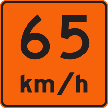 Vitesse recommandée 65 km/h