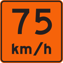 Vitesse recommandée 75 km/h