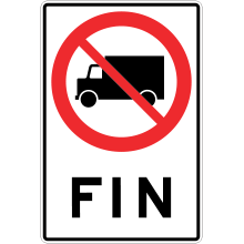 End of Trucks Prohibited This Lane Sign