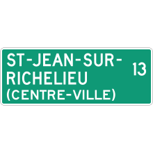 Destination Distance sign with the CENTRE-VILLE inscription 