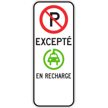 Espace de stationnement réservé aux véhicules électriques en recharge