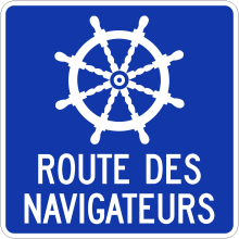 Direction to the Route sign (Route des Navigateurs)