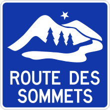 Indication de la route touristique (Route des Sommets)