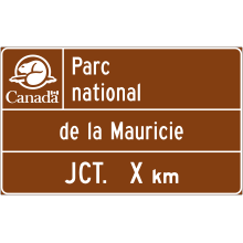 Parc national du Canada (présignalisation de sortie « Jct. X km »)