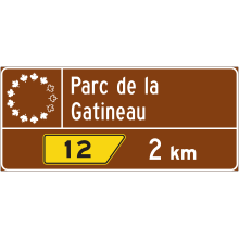 Parc du Canada (présignalisation de sortie « 2 km »)