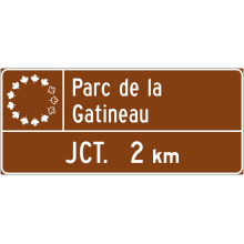 Parc du Canada (présignalisation de sortie « Jct. 2 km »)