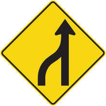 Lane Ends sign