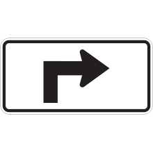 Panonceau de direction à droite (flèche avancée) 