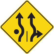 Signal avancé de direction des voies (carrefour giratoire à voies multiples)