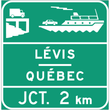 Traverse maritime (présignalisation de sortie – jct. 2 km)
