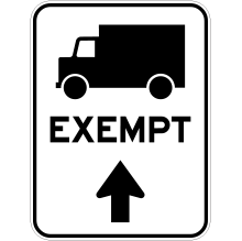 Exemption for Heavy Vehicles at a Crossing sign