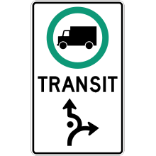 Trajet obligatoire pour les camions circulant en transit dans un carrefour giratoire 