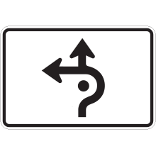 Flèche de direction tout droit ou à gauche (carrefour giratoire)
